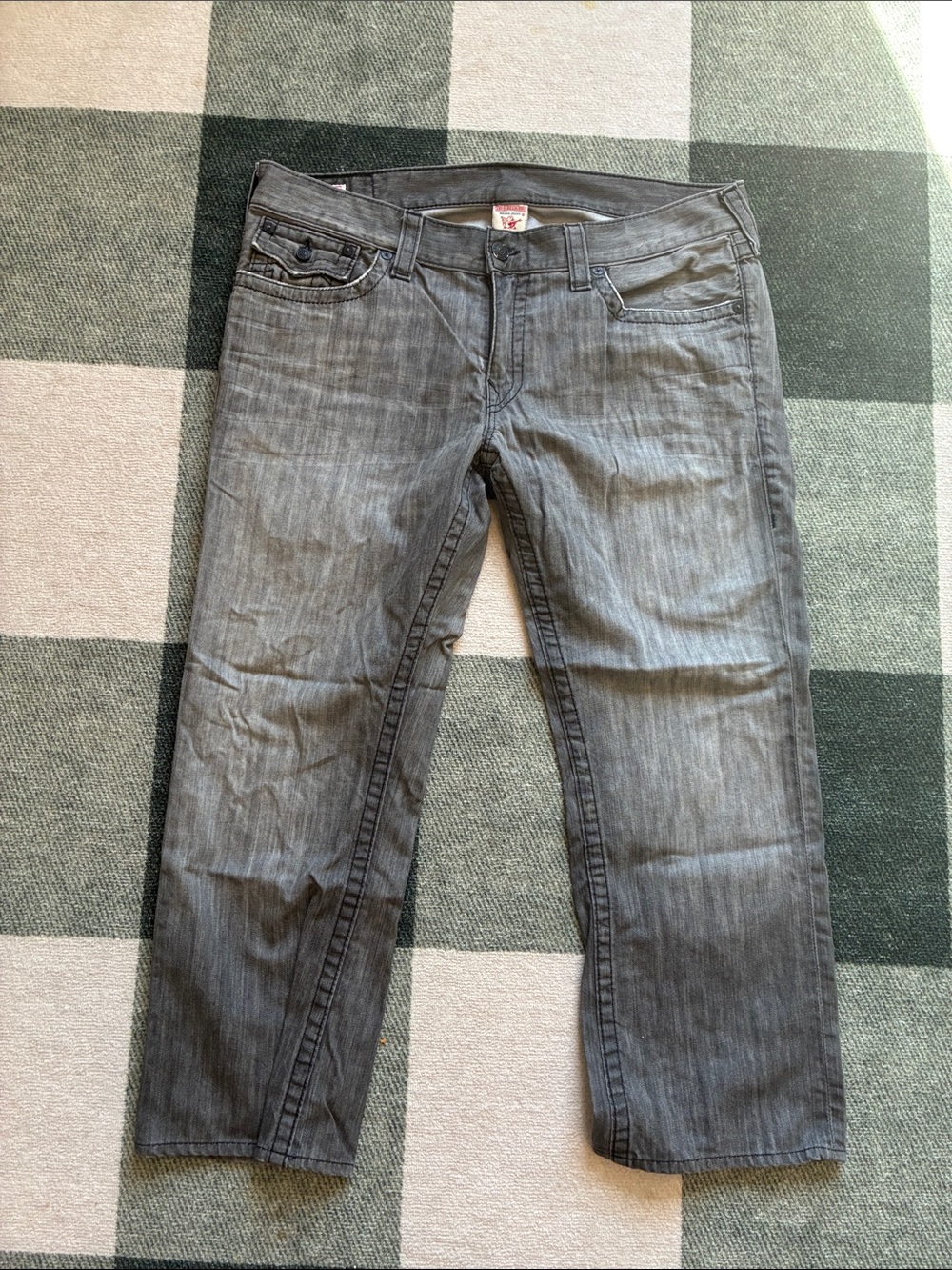 True Religion Men’s Gray Straight-Leg Jeans